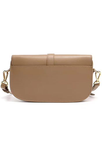 Anathema Calfskin Padlock Clutch On Strap Bag Apricot