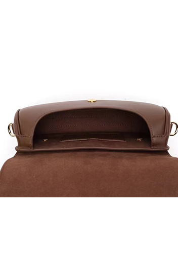 Anathema Calfskin Padlock Clutch On Strap Bag Choco