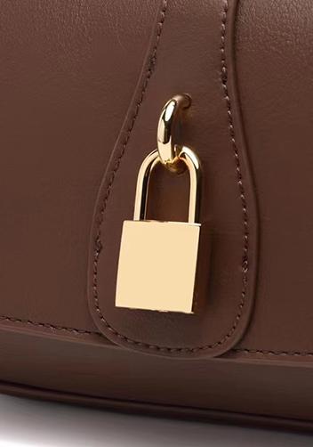 Anathema Calfskin Padlock Clutch On Strap Bag Choco
