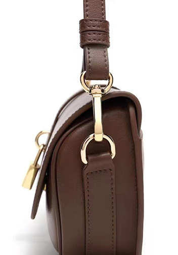 Anathema Calfskin Padlock Clutch On Strap Bag Choco