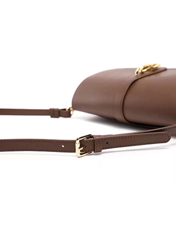 Anathema Calfskin Padlock Clutch On Strap Bag Choco