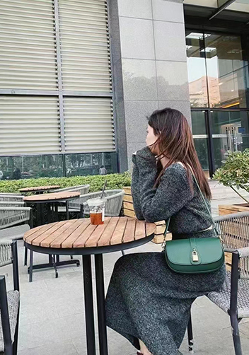 Anathema Calfskin Padlock Clutch On Strap Bag Green