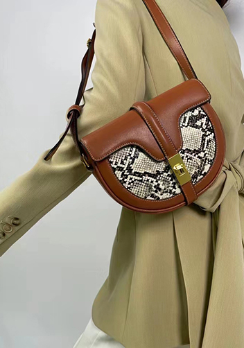 Anathema Calfskin Saddle Shoulder Bag Snake