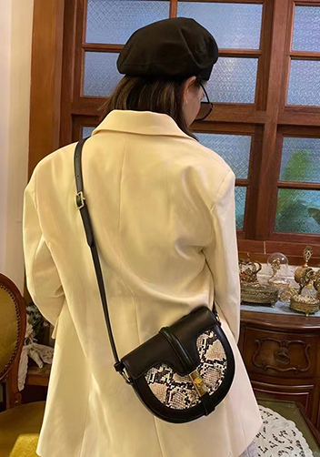 Anathema Calfskin Saddle Shoulder Bag Black