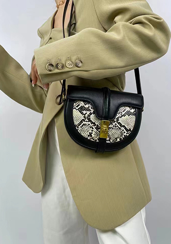 Anathema Calfskin Saddle Shoulder Bag Black