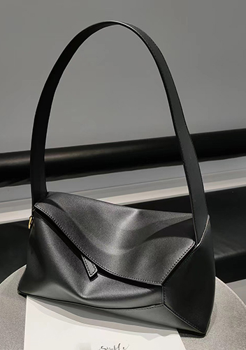Adrienne Patchwork Leather Shoulder Bag Black