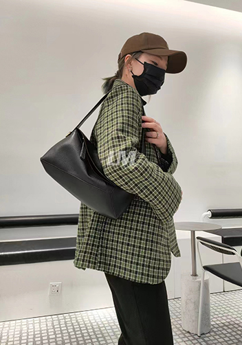 Adrienne Patchwork Leather Shoulder Bag Black