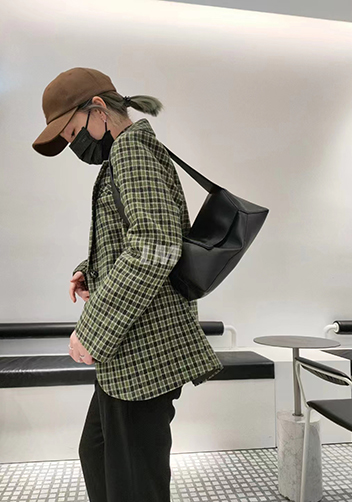 Adrienne Patchwork Leather Shoulder Bag Black
