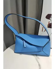 Adrienne Patchwork Leather Shoulder Bag Blue