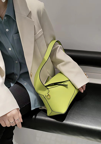 Adrienne Patchwork Leather Shoulder Bag Yellow
