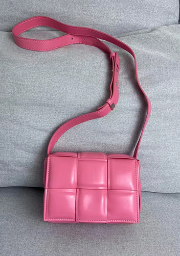 Mia Plaid Square Leather Shoulder Mini Bag Barbie