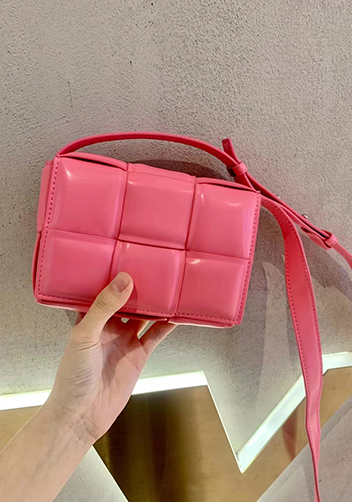 Mia Plaid Square Leather Shoulder Mini Bag Barbie