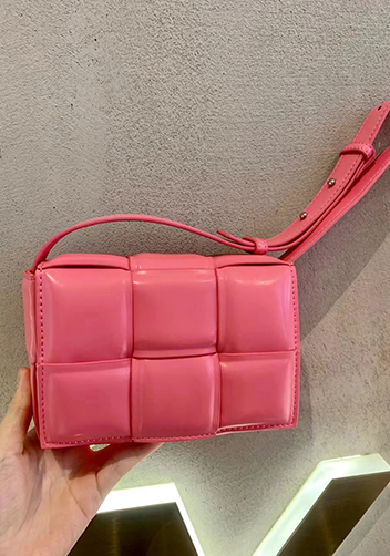 Mia Plaid Square Leather Shoulder Mini Bag Barbie