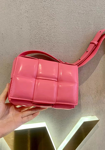 Mia Plaid Square Leather Shoulder Mini Bag Barbie