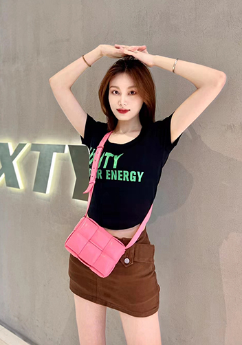 Mia Plaid Square Leather Shoulder Mini Bag Barbie