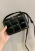 Mia Plaid Square Leather Shoulder Mini Bag Black