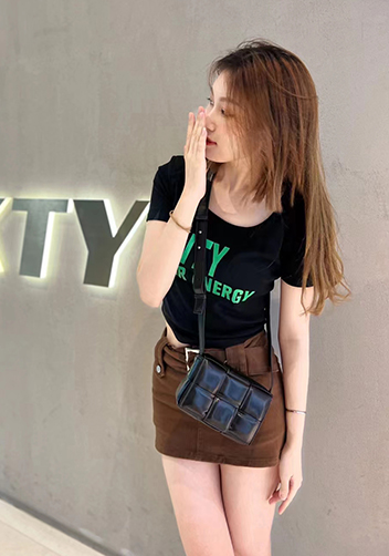 Mia Plaid Square Leather Shoulder Mini Bag Black