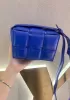 Mia Plaid Square Leather Shoulder Mini Bag Blue