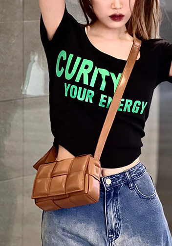 Mia Plaid Square Leather Shoulder Mini Bag Camel