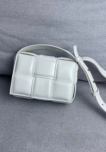 Mia Plaid Square Leather Shoulder Mini Bag Cream