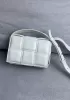 Mia Plaid Square Leather Shoulder Mini Bag Cream