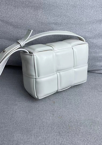Mia Plaid Square Leather Shoulder Mini Bag Cream