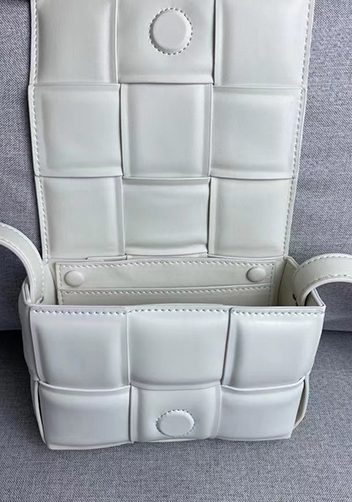 Mia Plaid Square Leather Shoulder Mini Bag Cream