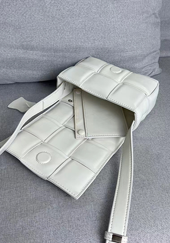 Mia Plaid Square Leather Shoulder Mini Bag Cream