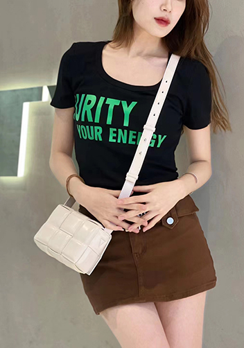 Mia Plaid Square Leather Shoulder Mini Bag Cream