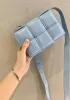 Mia Plaid Square Leather Shoulder Mini Bag Ice Blue