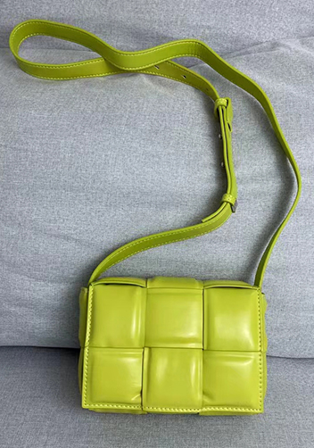 Mia Plaid Square Leather Shoulder Mini Bag Kiwi