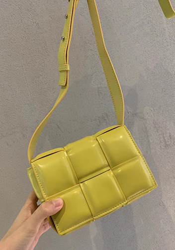 Mia Plaid Square Leather Shoulder Mini Bag Kiwi