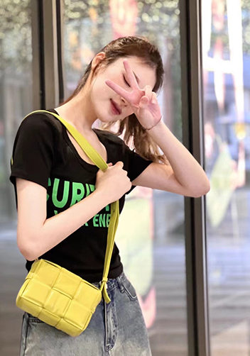 Mia Plaid Square Leather Shoulder Mini Bag Kiwi
