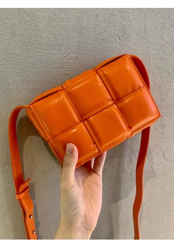 Mia Plaid Square Leather Shoulder Mini Bag Orange