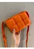 Mia Plaid Square Leather Shoulder Mini Bag Orange