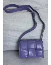 Mia Plaid Square Leather Shoulder Mini Bag Purple
