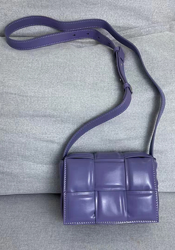 Mia Plaid Square Leather Shoulder Mini Bag Purple
