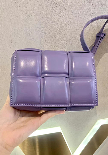 Mia Plaid Square Leather Shoulder Mini Bag Purple
