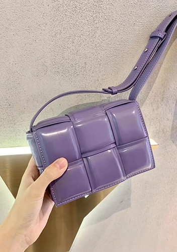 Mia Plaid Square Leather Shoulder Mini Bag Purple