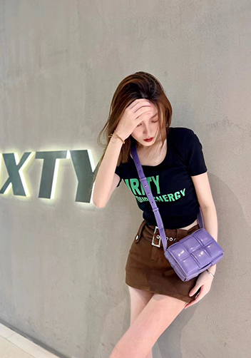 Mia Plaid Square Leather Shoulder Mini Bag Purple