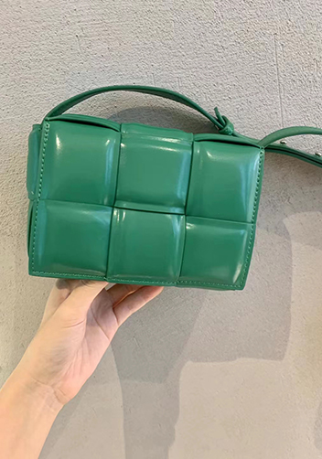 Mia Plaid Square Leather Shoulder Mini Bag Racing Green