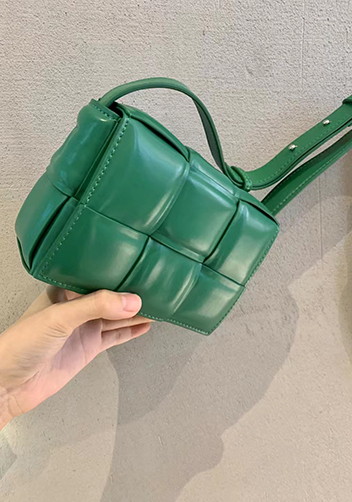Mia Plaid Square Leather Shoulder Mini Bag Racing Green