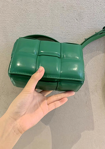 Mia Plaid Square Leather Shoulder Mini Bag Racing Green
