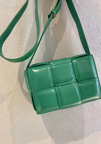 Mia Plaid Square Leather Shoulder Mini Bag Racing Green