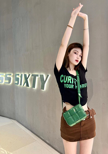 Mia Plaid Square Leather Shoulder Mini Bag Racing Green