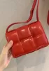 Mia Plaid Square Leather Shoulder Mini Bag Red