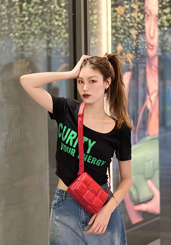 Mia Plaid Square Leather Shoulder Mini Bag Red