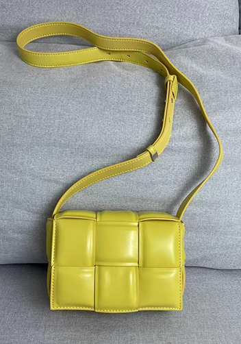 Mia Plaid Square Leather Shoulder Mini Bag Yellow