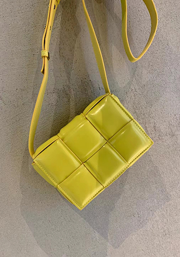 Mia Plaid Square Leather Shoulder Mini Bag Yellow