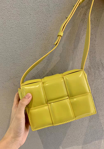 Mia Plaid Square Leather Shoulder Mini Bag Yellow